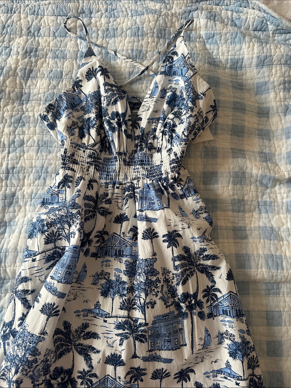 NWT Vineyard Vines Smocked Sconset Maxi Dress in Nautical Navy | XXS